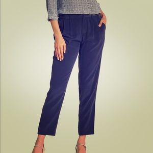 Joie Akita 100% Silk Pants, Dark Navy, SMALL
